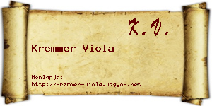 Kremmer Viola névjegykártya